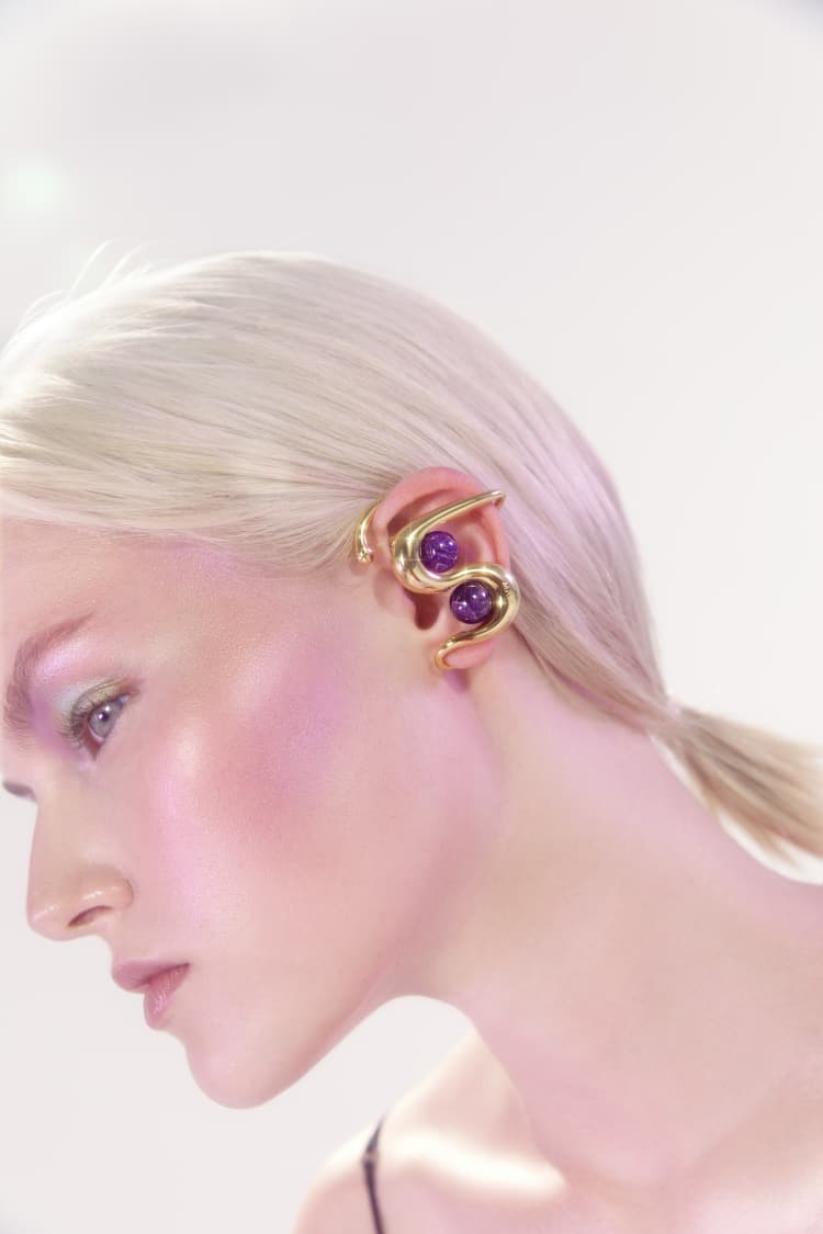 Ear cuff in oro con ametista