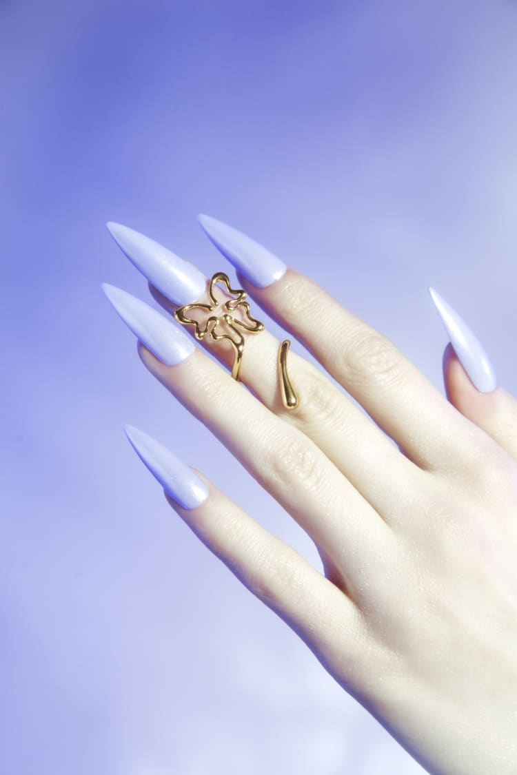 Anello midi in oro a forma di farfalla per unghie