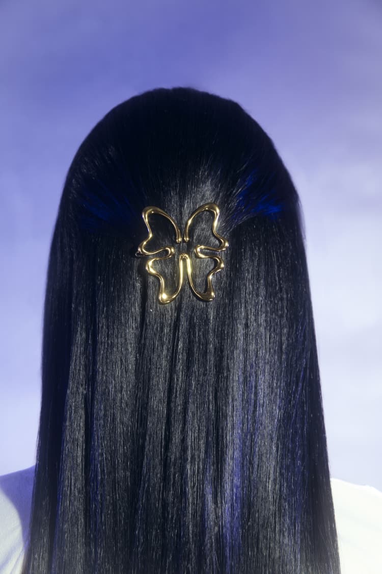 Fermaglio per capelli a farfalla in oro