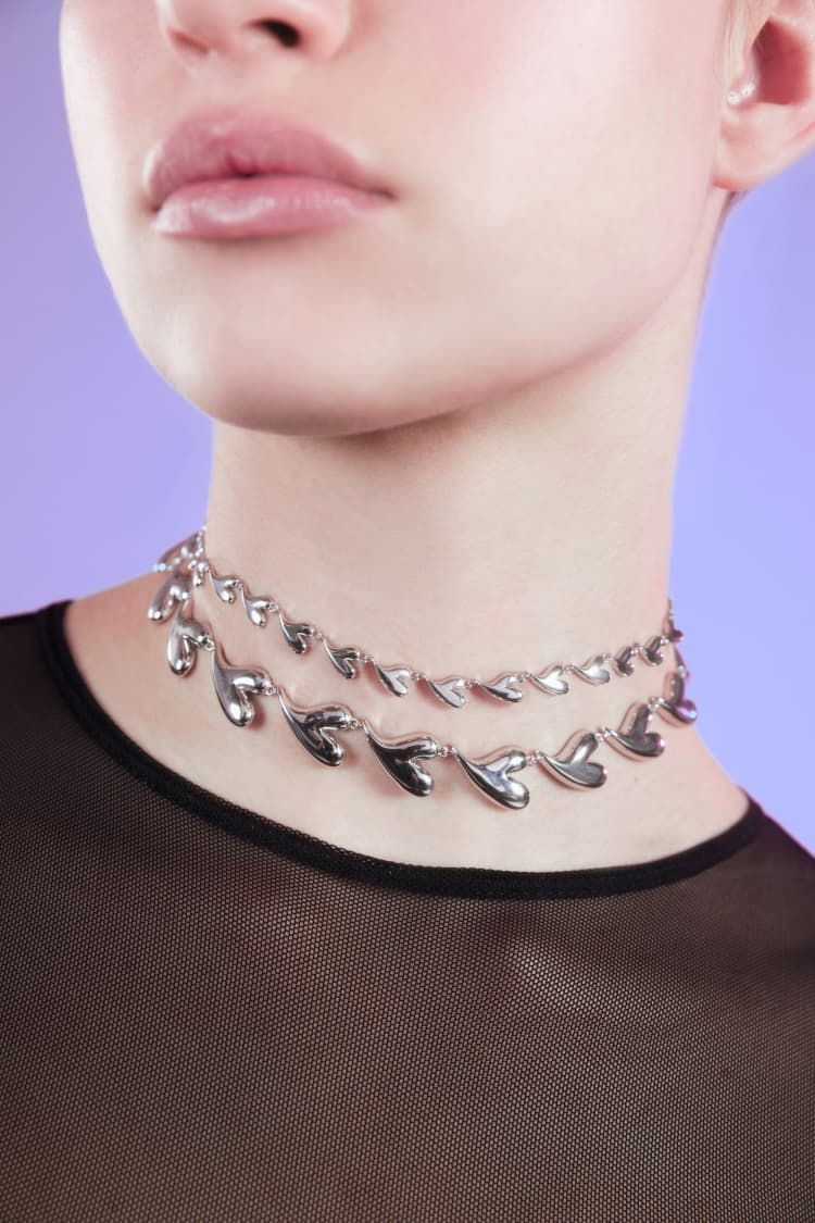Set di collane girocollo con cuore in argento
