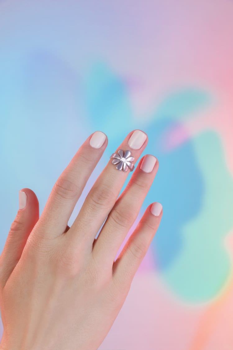 Anello midi in argento con fiore