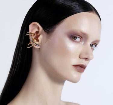 Set in oro di ear climber e ear cuff
