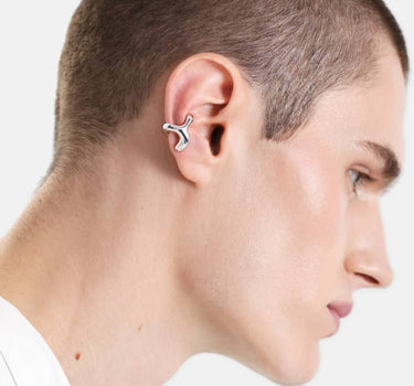 earcuff organico a forma di c in argento