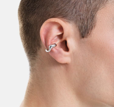 earcuff organico con cappuccio in argento