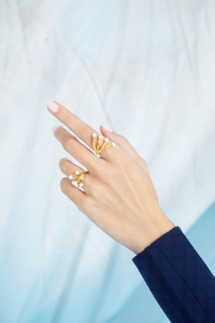 Set di anelli con mini perle