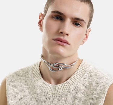 collana a forma organica in argento