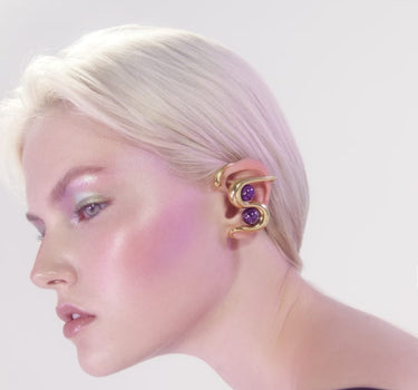 Ear cuff in oro con ametista