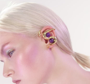 Ear cuff in oro con ametista