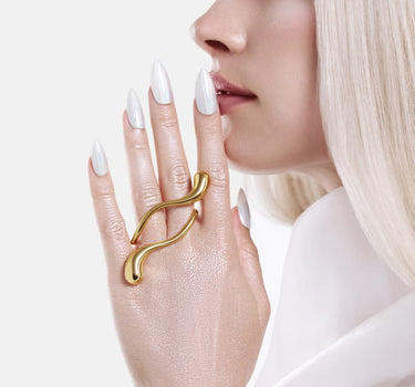 Anello Goccia Doppio Dito - Oro