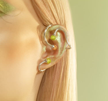 Ear climber in argento con cristalli di topazio e opale