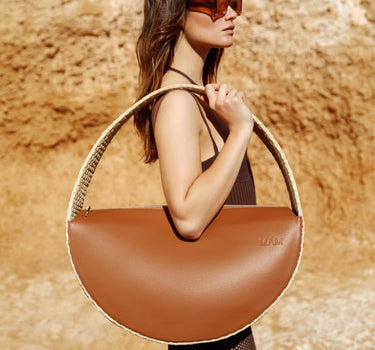 Borsa rotonda grande in rafia