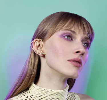 Ear cuff a cuore in oro