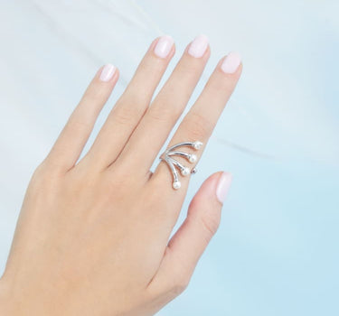 Anello Tiara in Argento con Perla