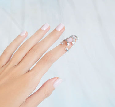 Anello per unghie in argento con mini perle