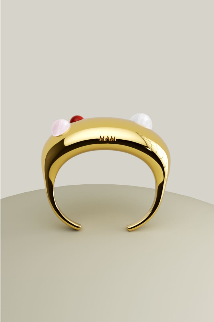 Bracciale rigido statement in oro con pietre