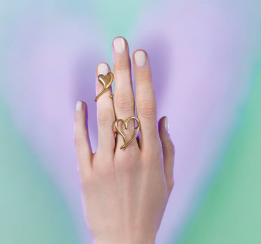 Anello in oro con cuore aperto Love