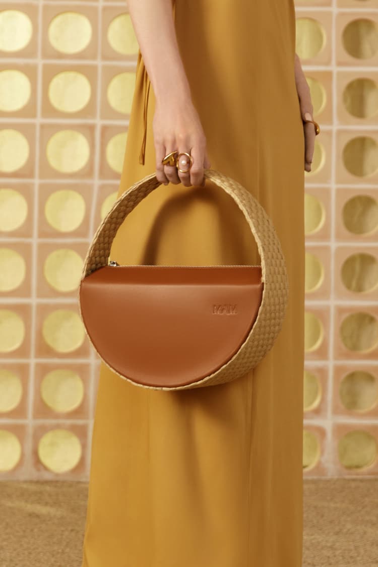 Piccola borsa rotonda in rafia