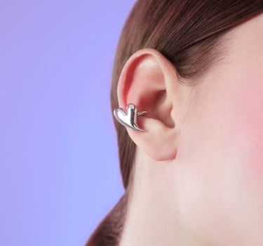 Ear cuff a cuore in argento