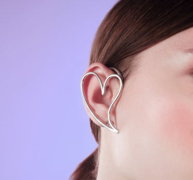 Ear cuff completo a cuore in argento