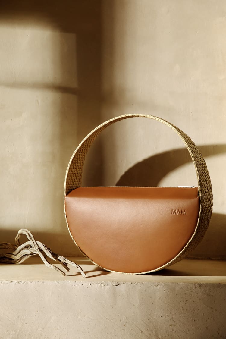 Borsa rotonda grande in rafia