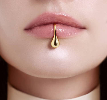 Finto piercing labbra Goccia - Oro