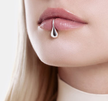 Finto piercing labbra Goccia - Argento