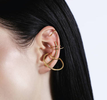 Set di ear cuff ed ear climber in oro