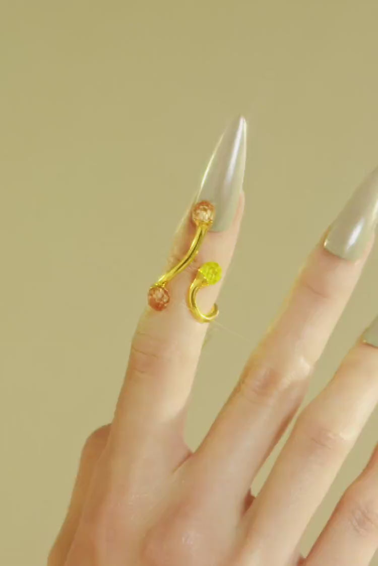 Anello midi bold in oro con cristalli di opale e topazio