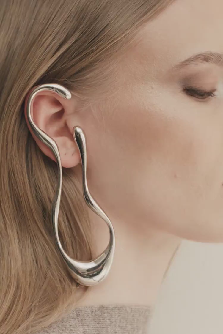 Ear cuff pendente Liquid in argento