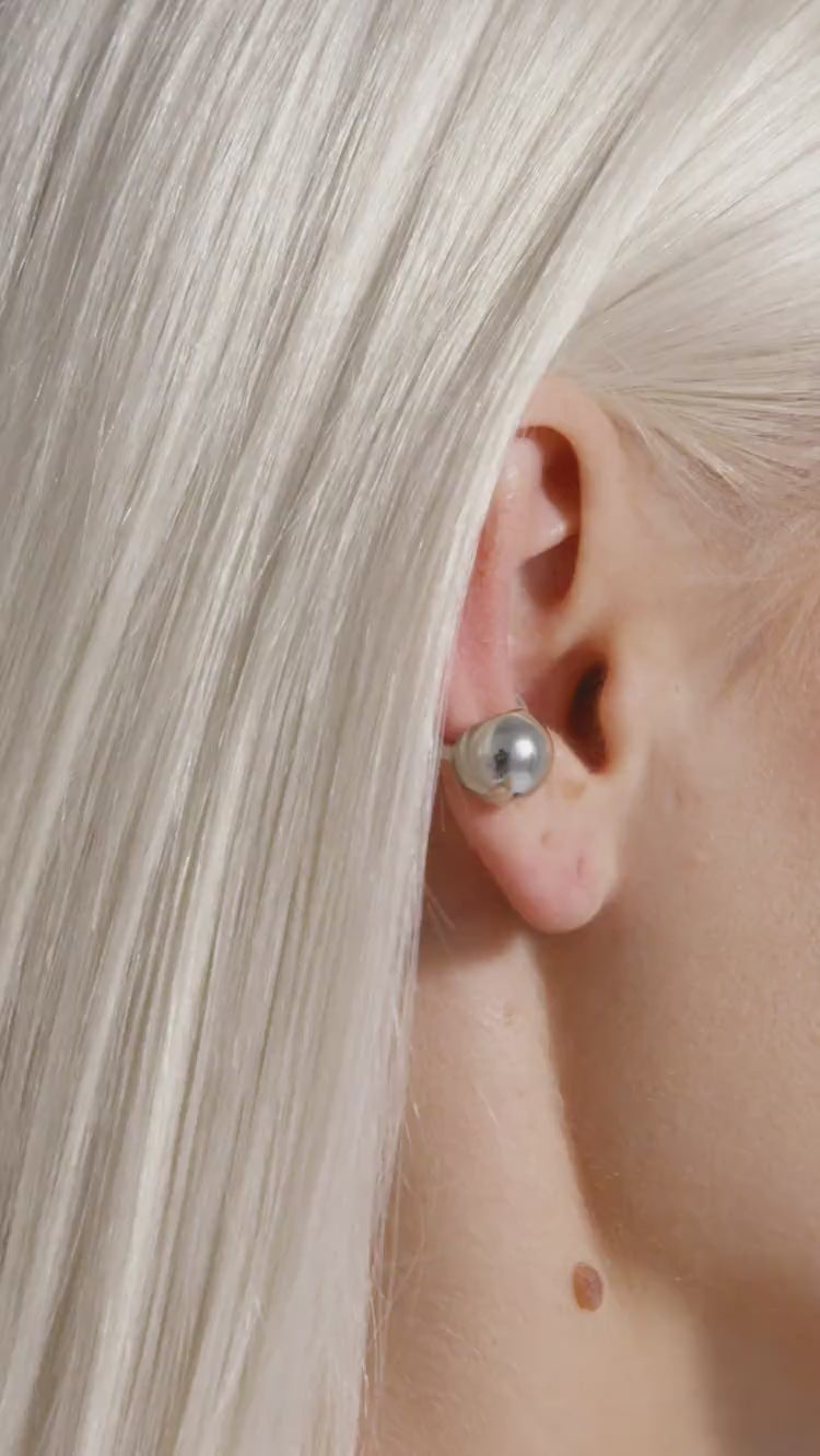 Ear cuff a cerchio con pallina in argento