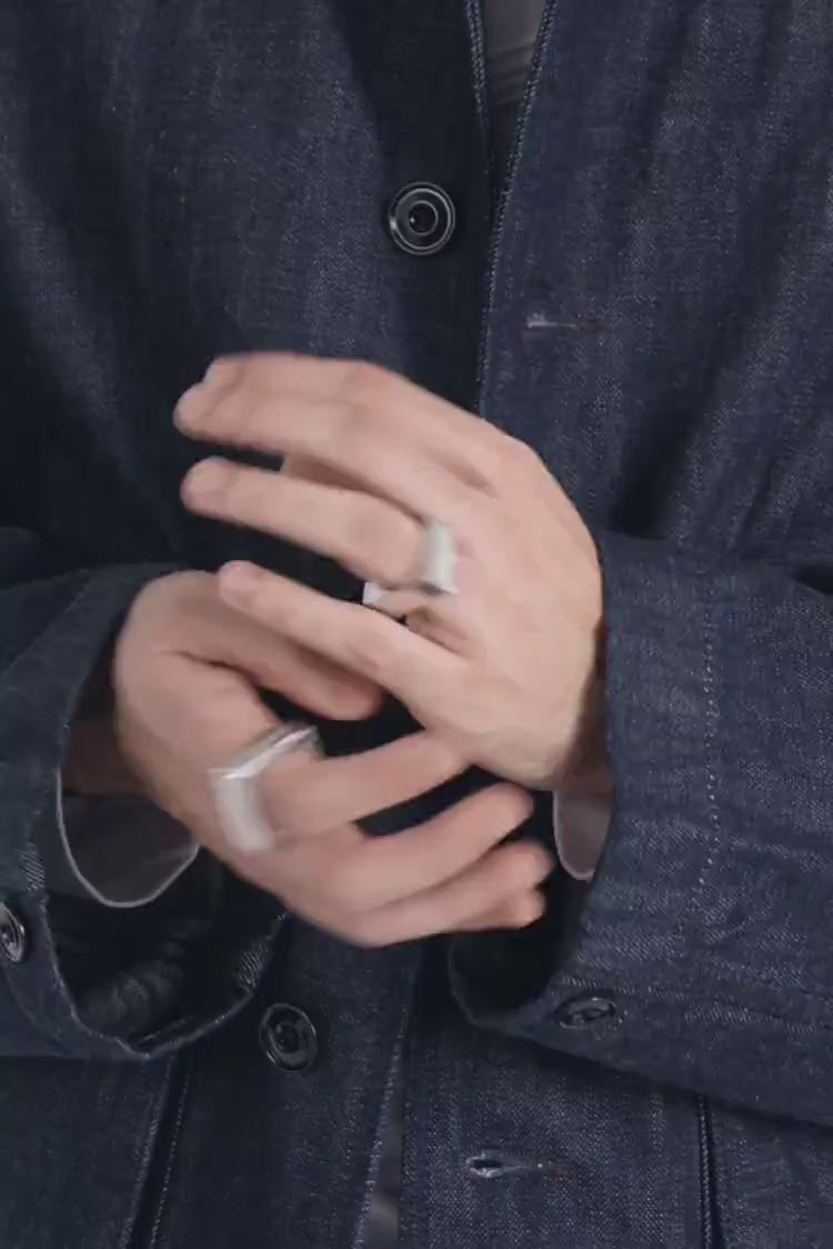 Anello quadrato in argento da uomo