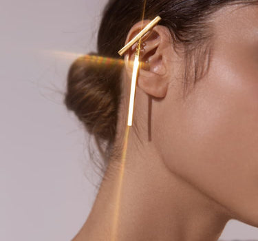 T shaped bar ear cuffs in gold